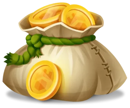 Gamdom money bag with gold coins
